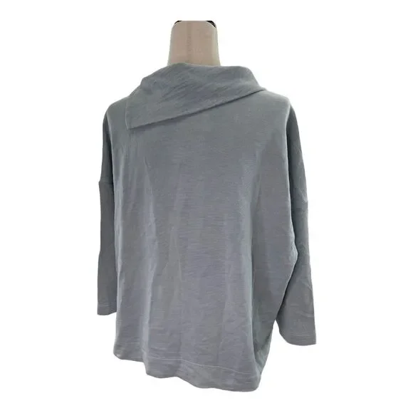 NWT J. Jill Petite Sz XL Split Neck Button Turtleneck Light Blue Cotton Sweater - Picture 4 of 14